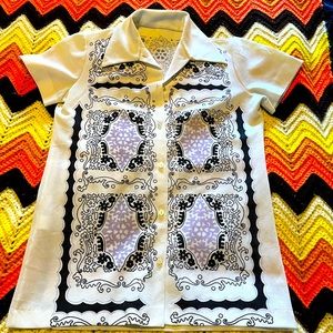 1970’s dagger collar polyester top